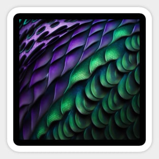 Fish skin, scales, fantasy, with pattern, purple, green Sticker